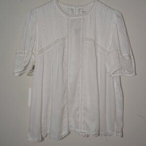NWT Wilfred Wallflower Short Sleeves Crew Neck Blouse Size M White